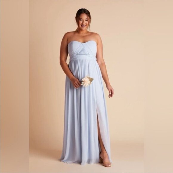 NEW Birdy Grey Grace Convertible Chiffon Bridesmaid Dress Ice Blue Size Medium - Picture 6 of 16
